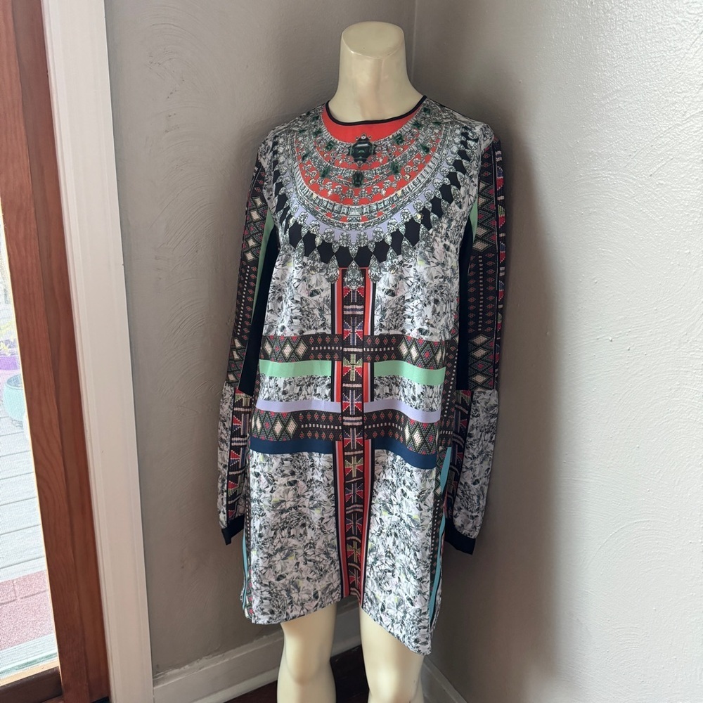 Clover canyon long sleeve patterned dress size small NWOT